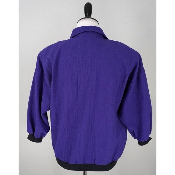 Vtg 80s Ms. Paquette Purple Hot Pink 3/4 Sleeve Jumper Collared Jacket Top Small - Picture 4 of 6